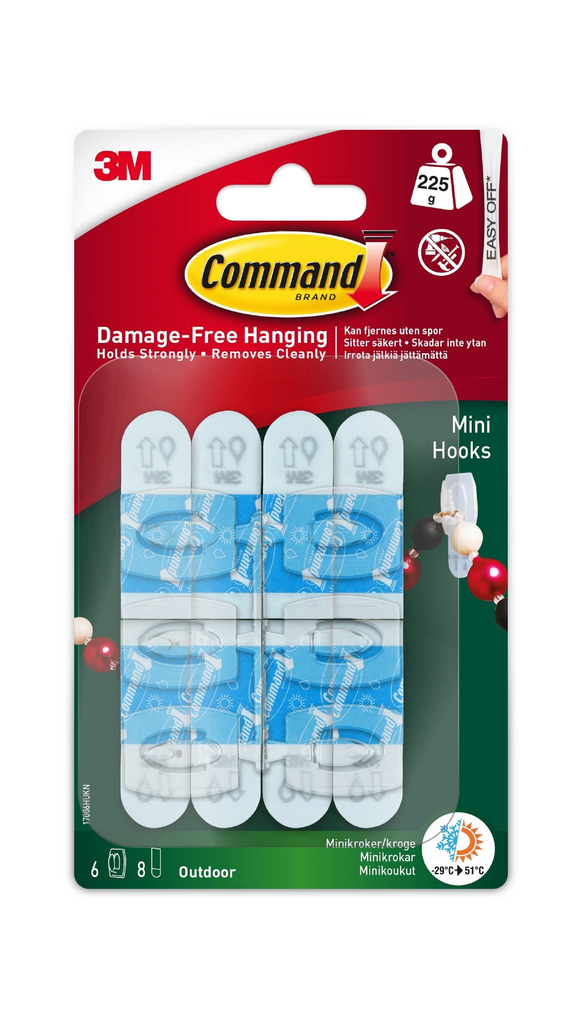 Command Outdoor Mini Hooks 6 Hooks &amp;amp; 8 Small Outdoor Strips