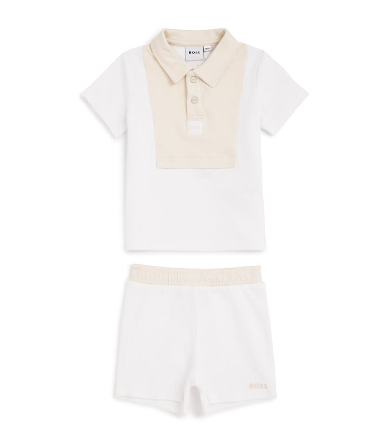 BOSS Kidswear cotton polo and shorts set for infants 1-18 months - British product