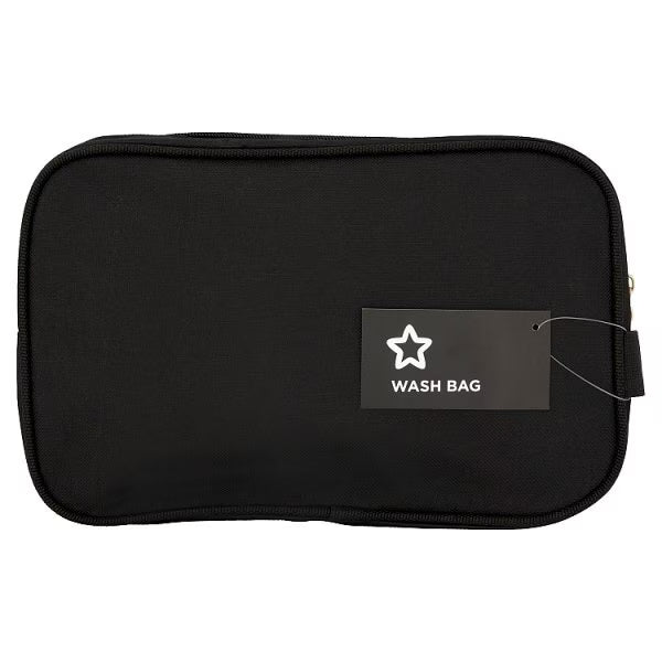 Superdrug Black Two Zip Men's Wash Bag (British brand)