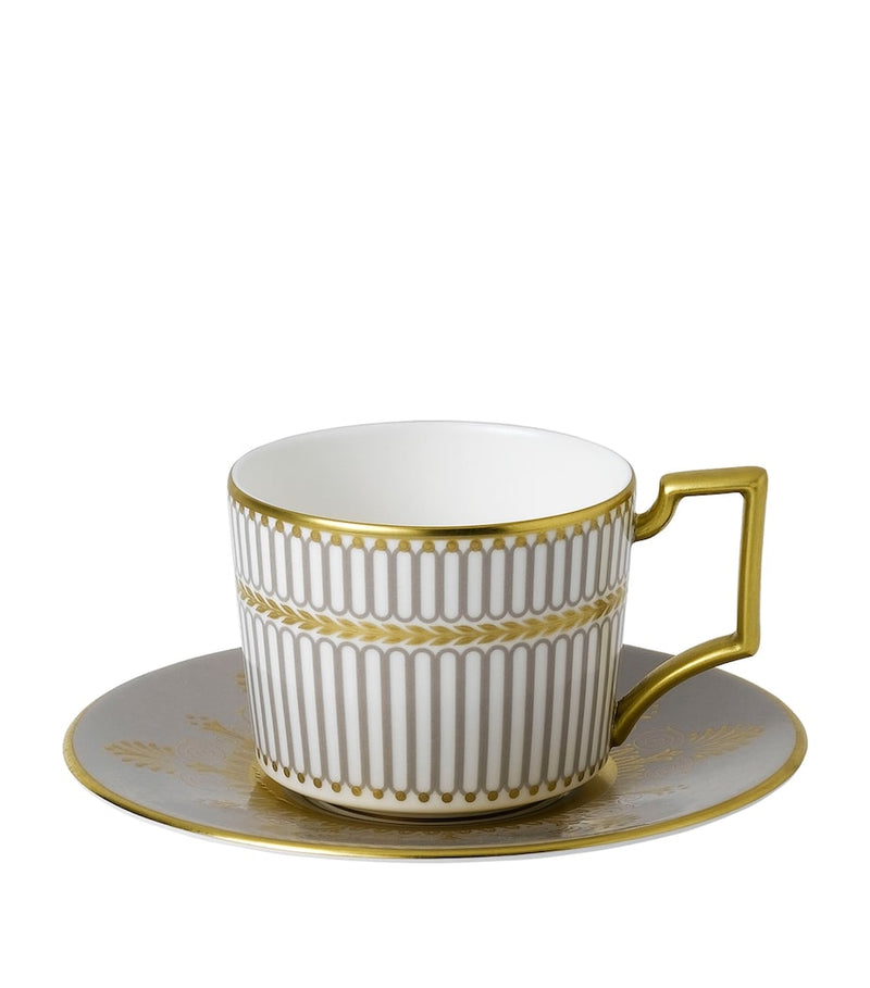 Wedgwood Anthemion Grey espresso cup and saucer (British brand)