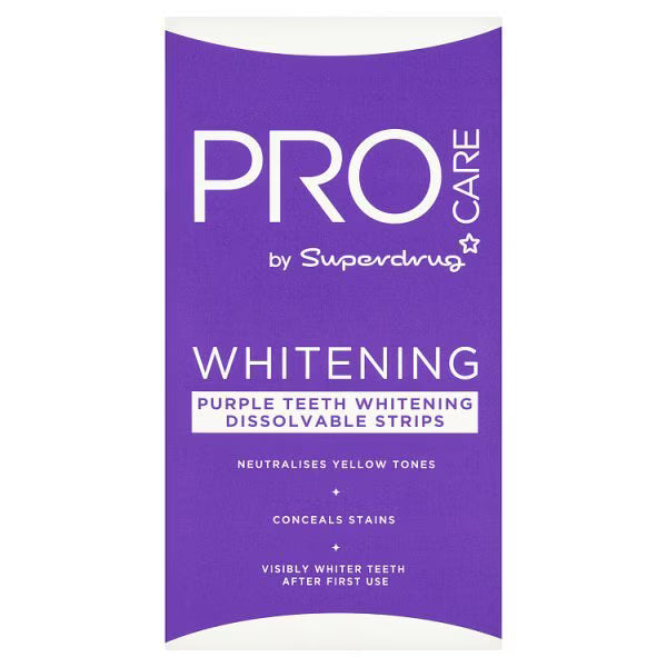 ProCare purple whitening strips x12, imported from the UK