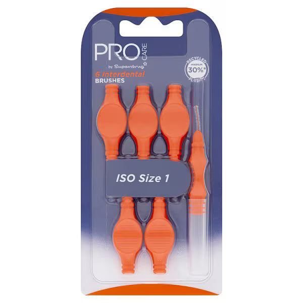 Superdrug interdental brush Orange 0.45mm 6 Pack (British brand)