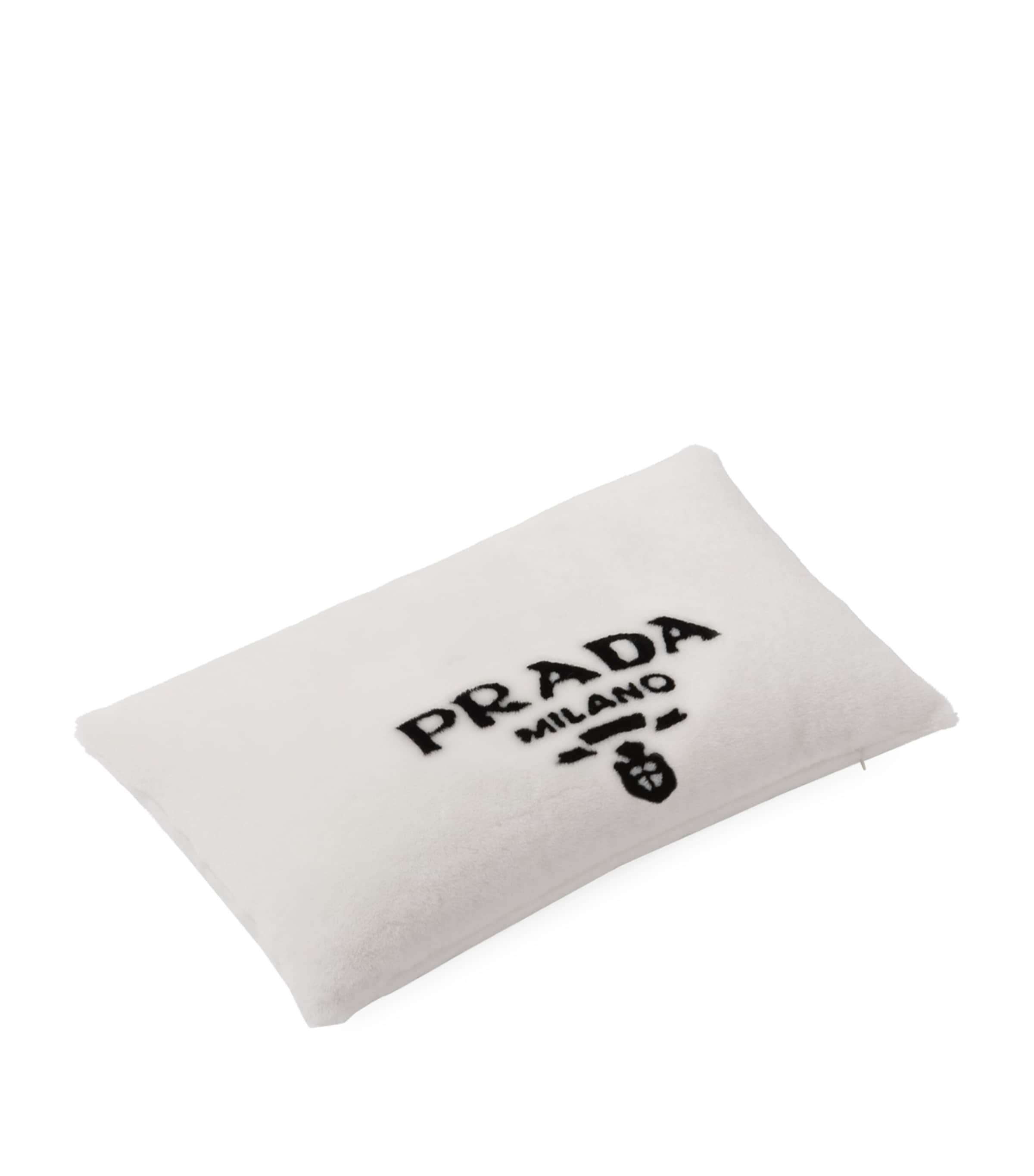 Prada Sheepskin Logo Pillow 50cm x 30cm, imported from the UK