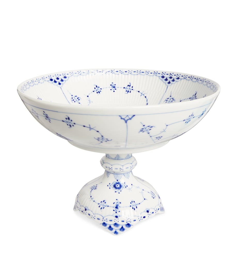 Royal Copenhagen Blue Fluted Half Lace footed bowl, imported from the UK