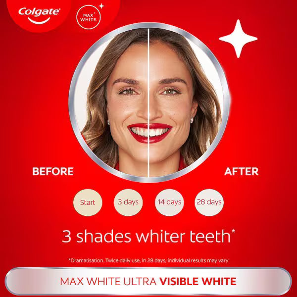 Colgate Max White Ultra Active Foam Whitening Toothpaste 75ml - British product