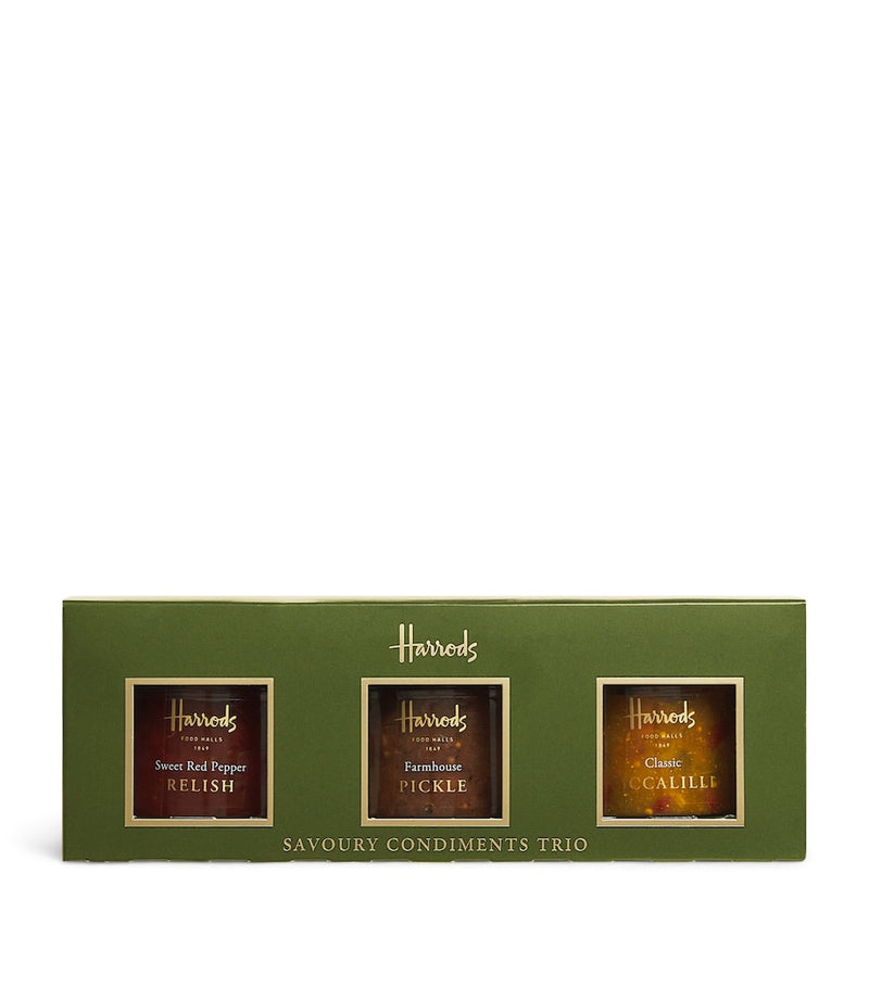 Harrods savoury condiments trio with Piccalilli, Pickle and Relish 371g, UK version