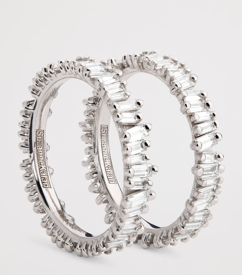Suzanne Kalan White Gold and Classic Diamond Tech Ring Jackets (Size 8.5)