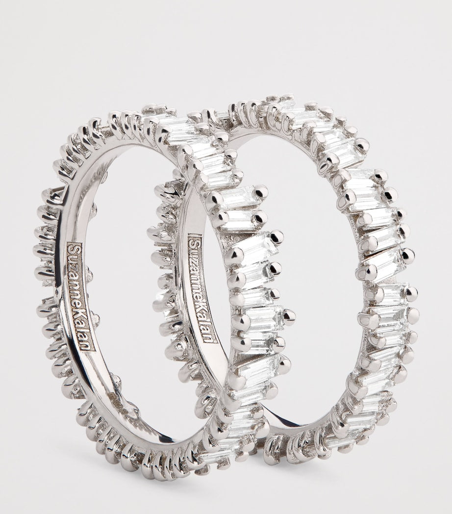 Suzanne Kalan White Gold and Classic Diamond Tech Ring Jackets (Size 8.5)