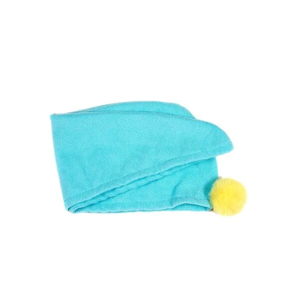Hair drying towel with pompom Blue - British product