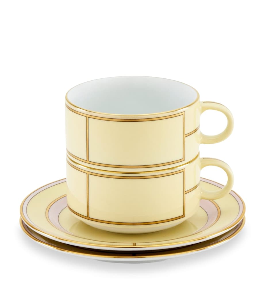GINORI 1735 Porcelain Teacup and Saucer Set of 2, UK version