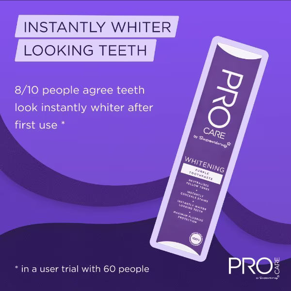 Superdrug ProCare purple whitening toothpaste 25ml (British brand)