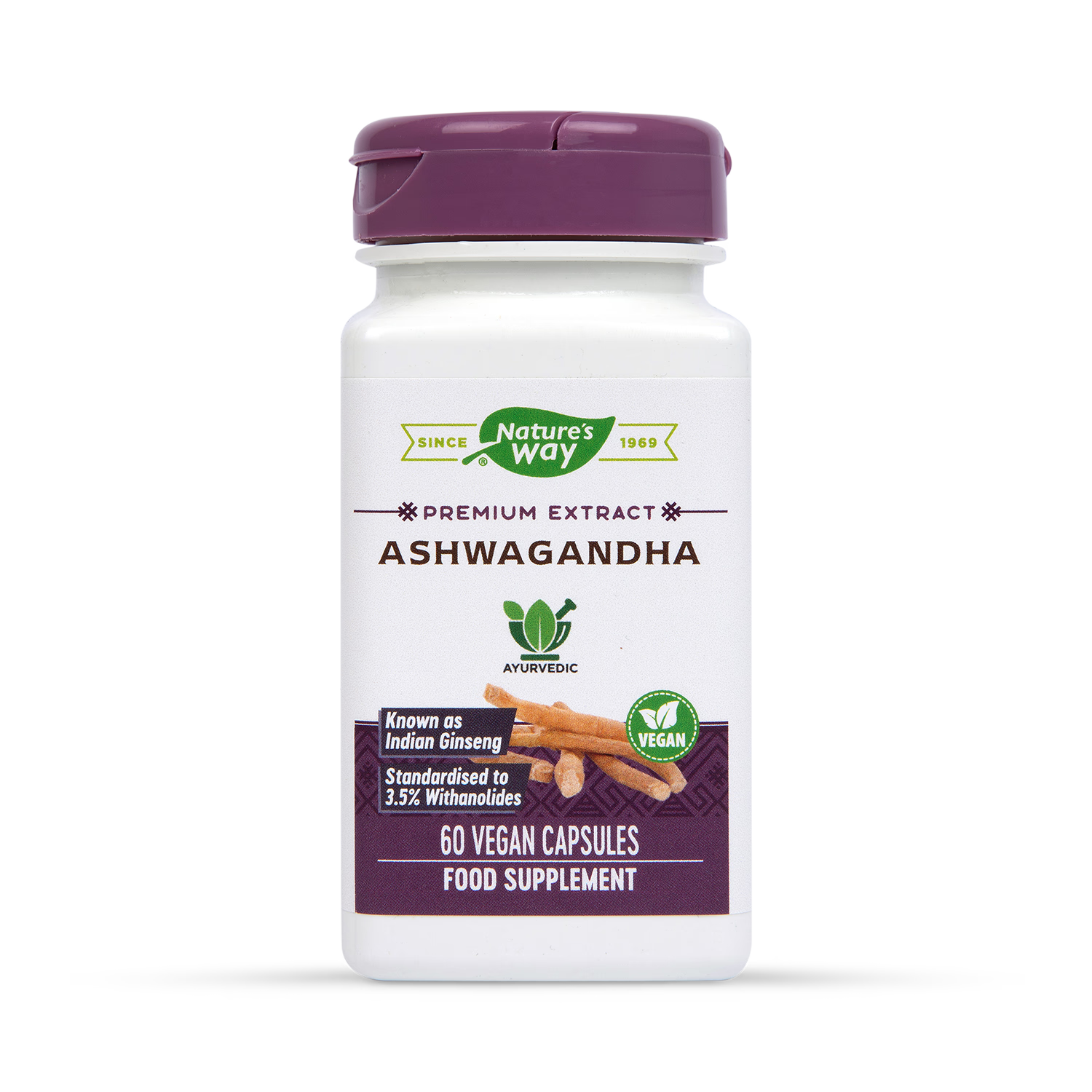 Nature's Way Ashwagandha capsules 60 count, imported from the UK