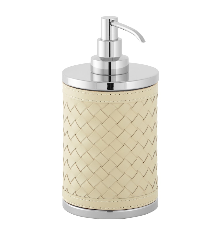Riviere leather woven soap dispenser chromed brass finish, imported from the UK