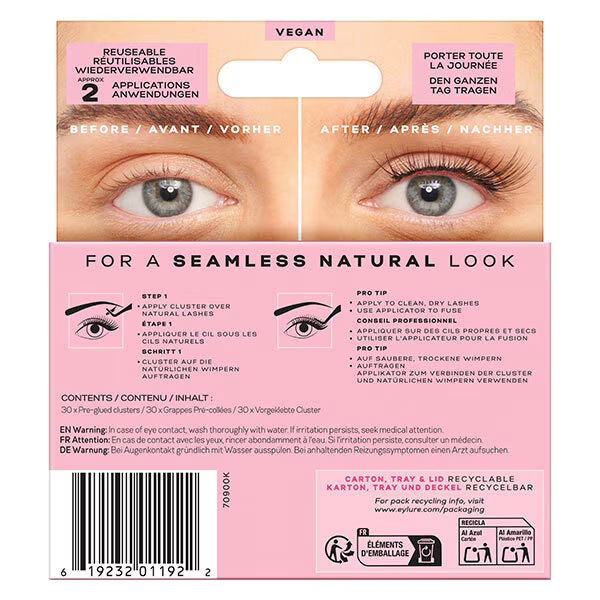 Eylure pre-glued lash clusters wispy 30 count - British product