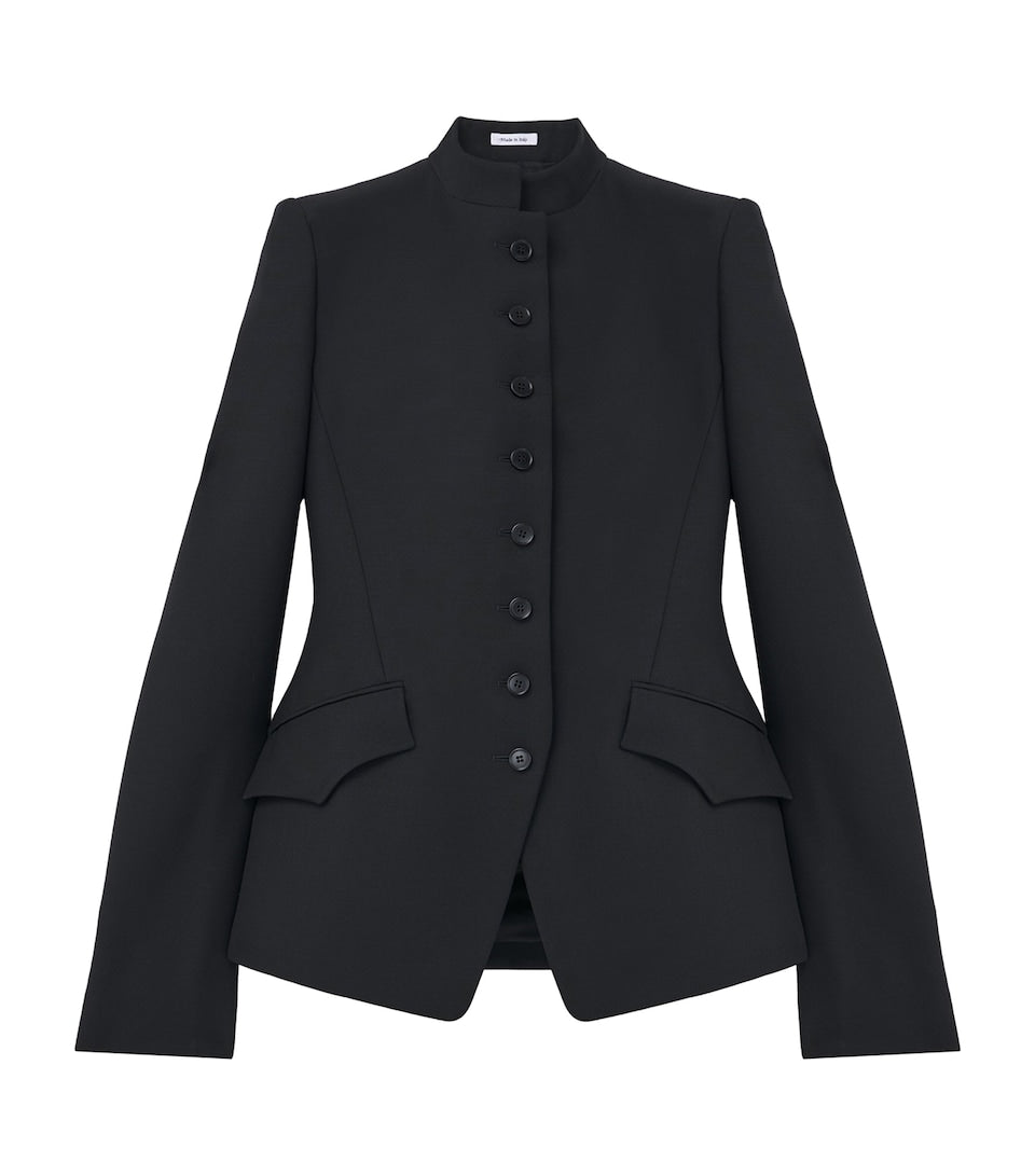 Wool Waistcoat with Lace Ruffles and Square Neckline