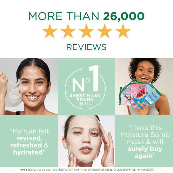 Garnier Moisture Bomb Green Tea sheet mask, UK version