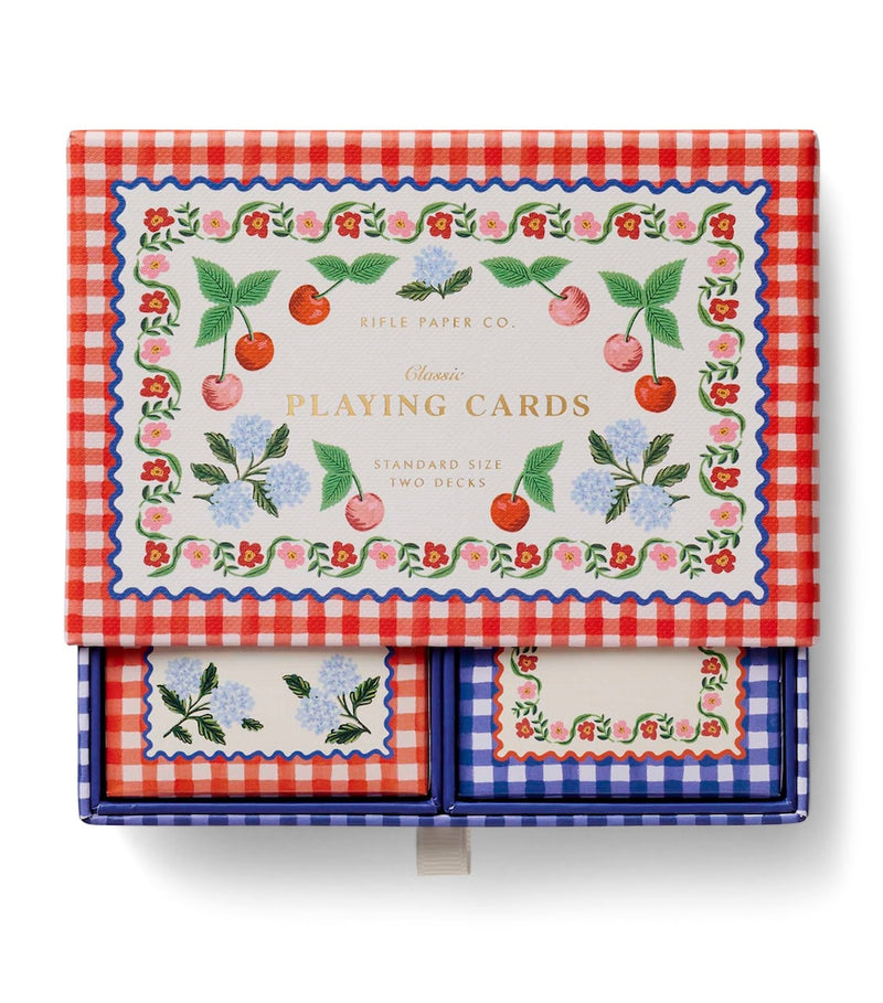 Rifle Paper Co. picnic-themed playing cards set with two decks, imported from the UK