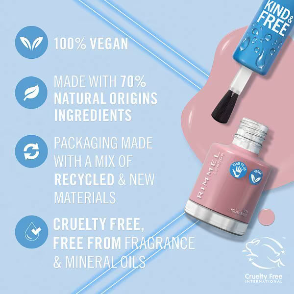 Rimmel Kind & Free Milky Bare Nail Polish, imported from the UK