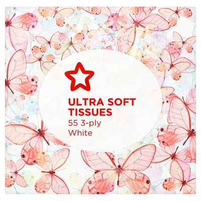 Superdrug Ansiktsserviettkube Sommerfugler 3-lags 50 ark