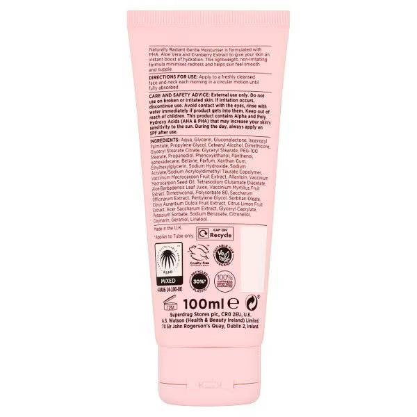 Radiant gentle moisturiser 100ml, imported from the UK