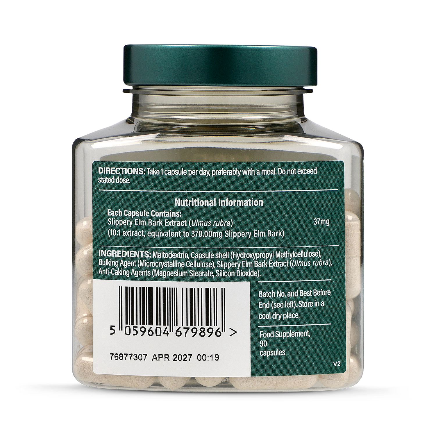 Holland & Barrett Slippery Elm Bark 370mg 90 Capsules - 998481