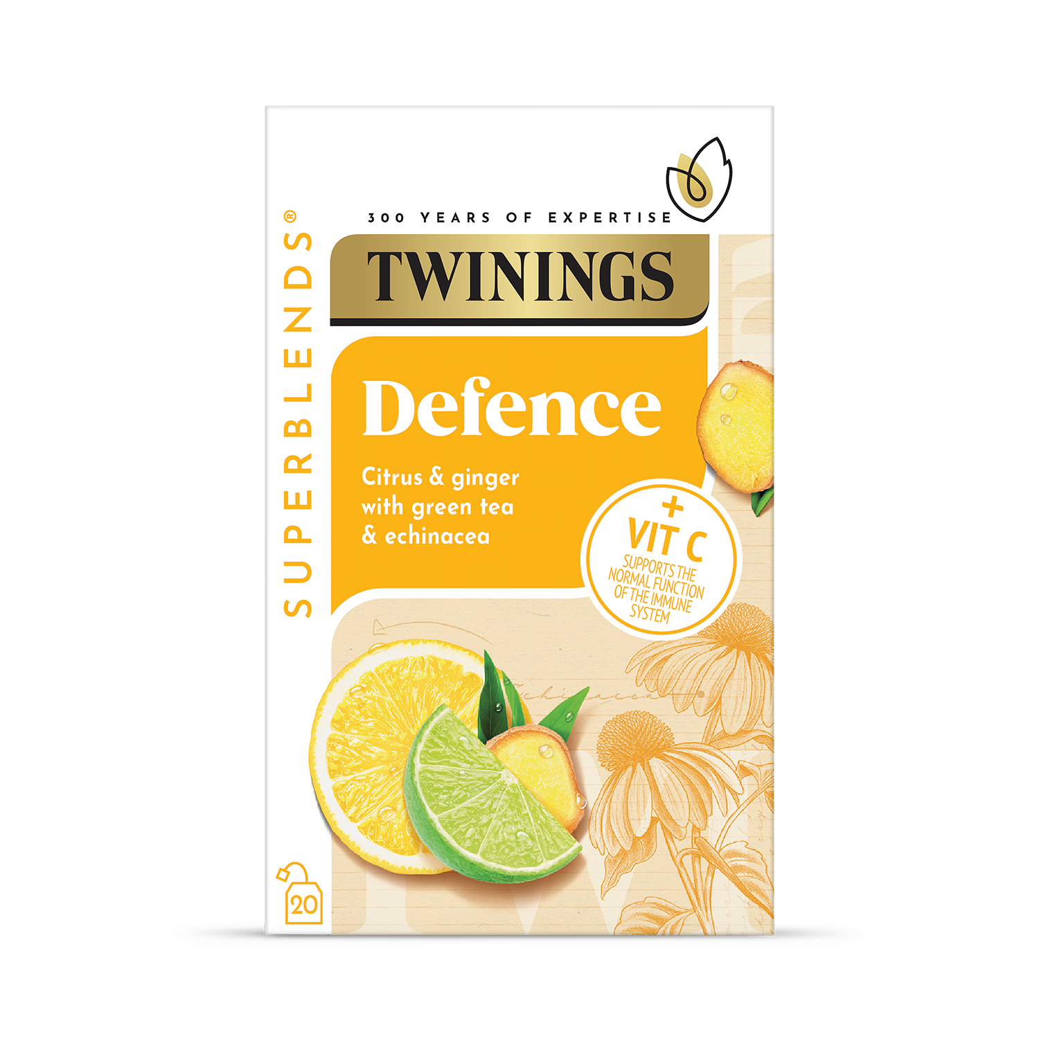 Twinings Superblends Defence Citrus Ginger Tea Bags 20ct (British brand)