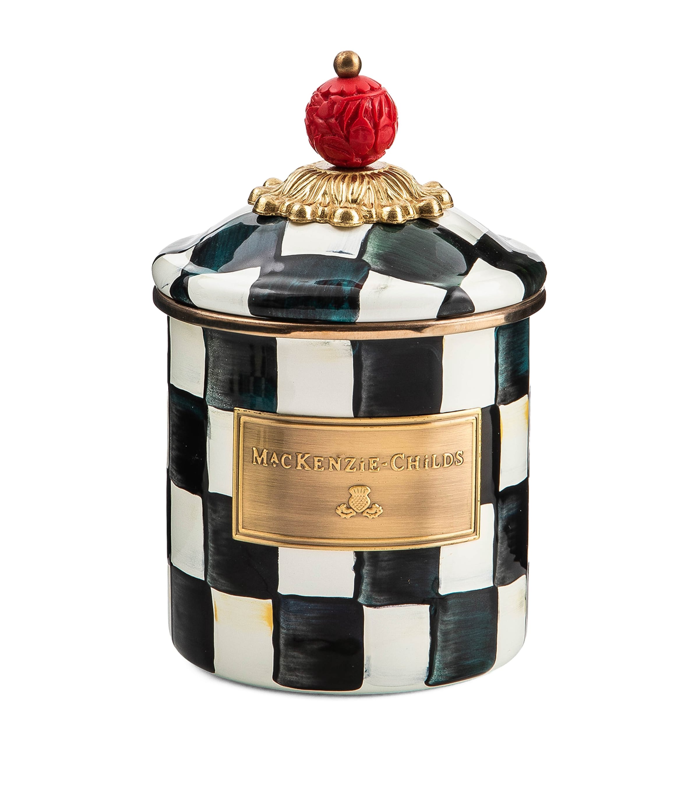 MacKenzie-Childs Courtly Check canister 17cm, imported from the UK