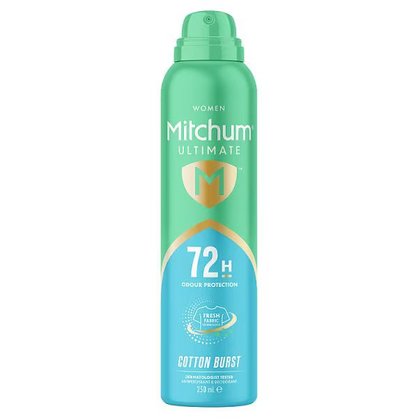 Mitchum Anti-Perspirant Spray Cotton Burst 250ml, imported from the UK
