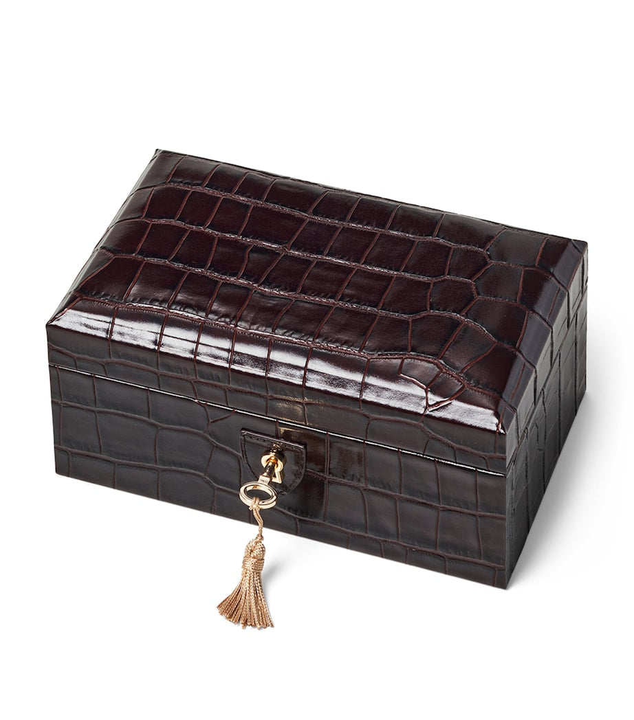 Aspinal of London Leather Croc-Embossed 3-Piece Watch Box - British product