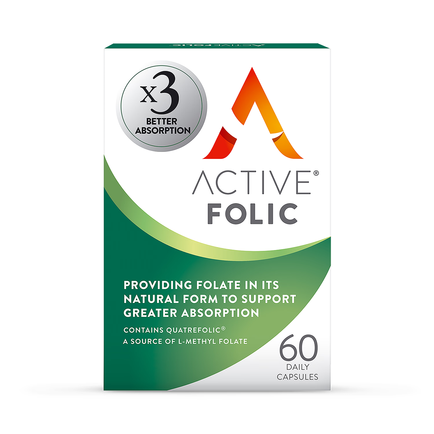 Active Folic supplement 400mcg 60 Capsules - British product