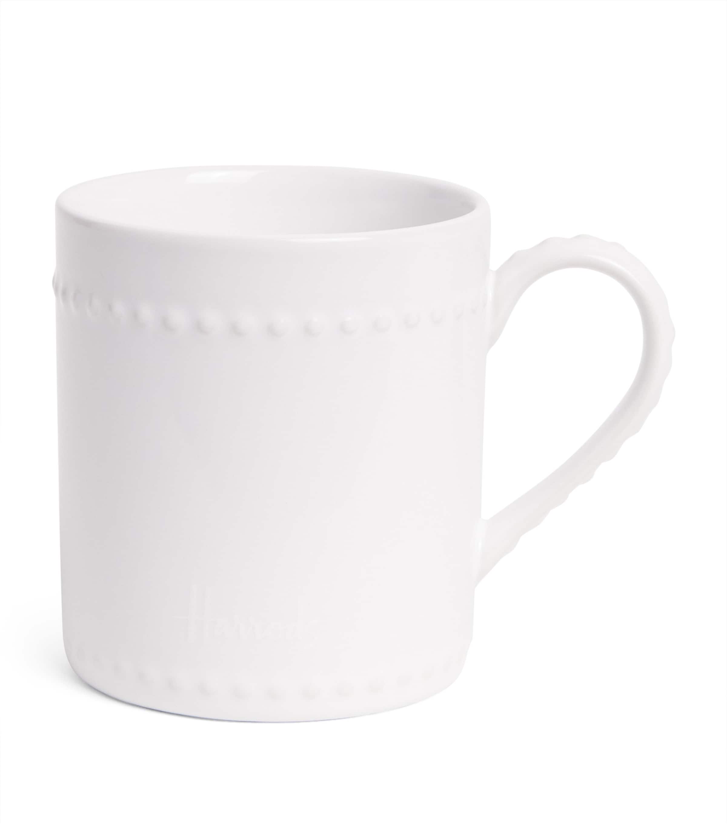 Harrods Brompton stoneware mug with embossed beads, UK version
