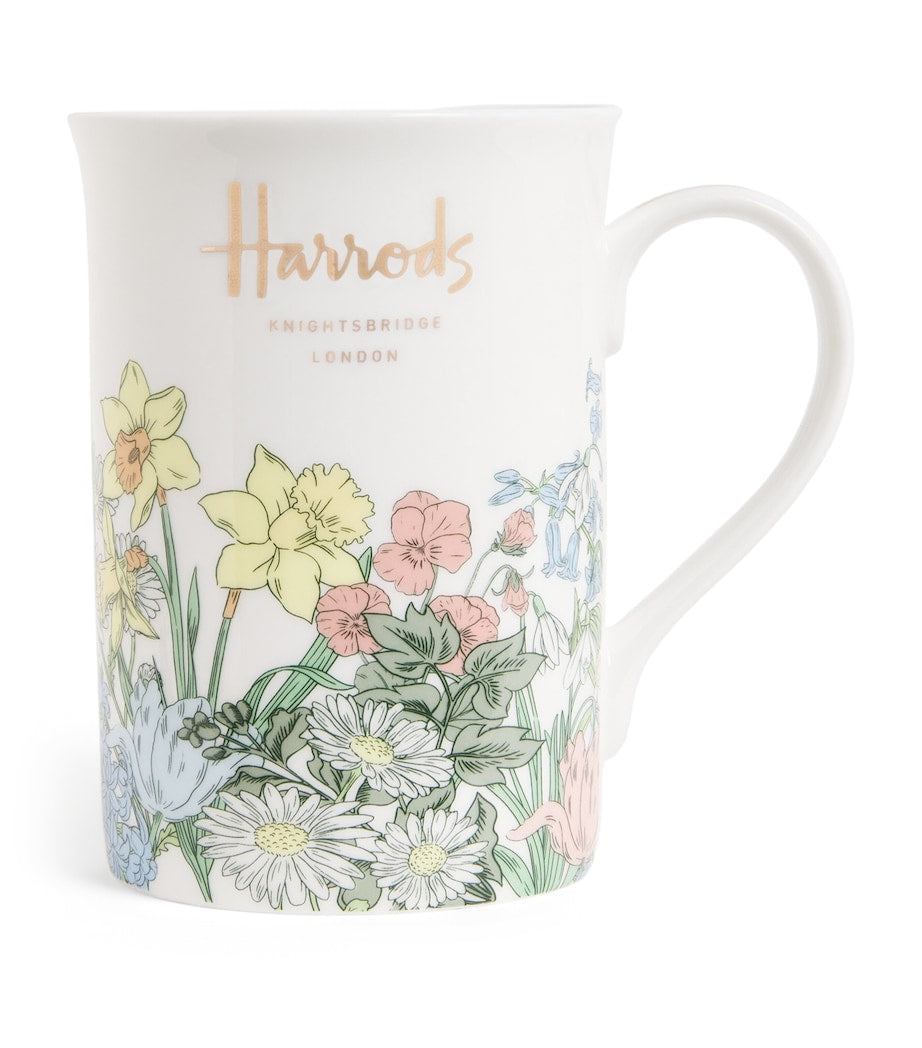 Harrods bone china spring mug with floral and lamb designs, UK version