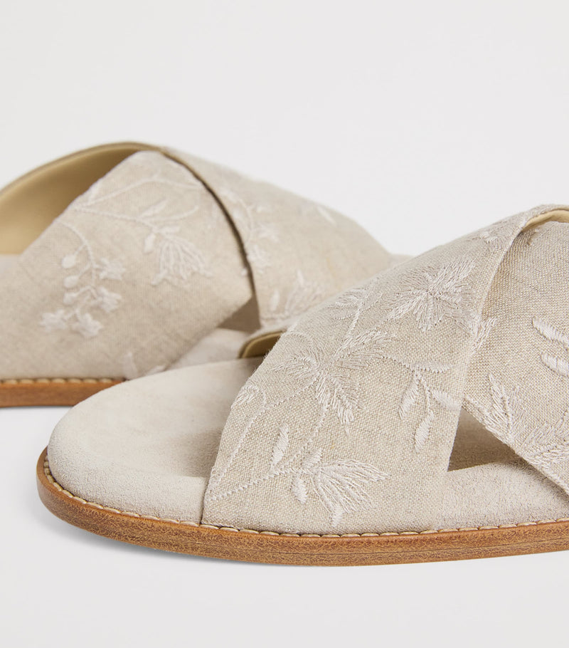 Eleventy embroidered crossover slides slippers - British product