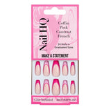 Nail HQ coffin pink contrast french nails 24 pieces, imported from the UK