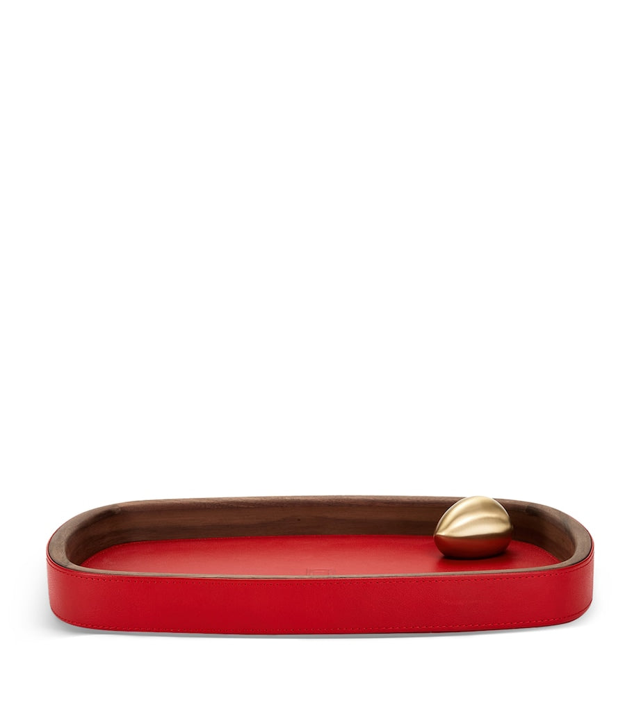 Assouline pebble accessory tray with leather and wood - British product