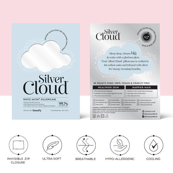 Silver Cloud satin pillowcase white 4 pack (British brand)