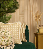 Poodle & Blonde fringed rattan cushion 50cm x 50cm, imported from the UK