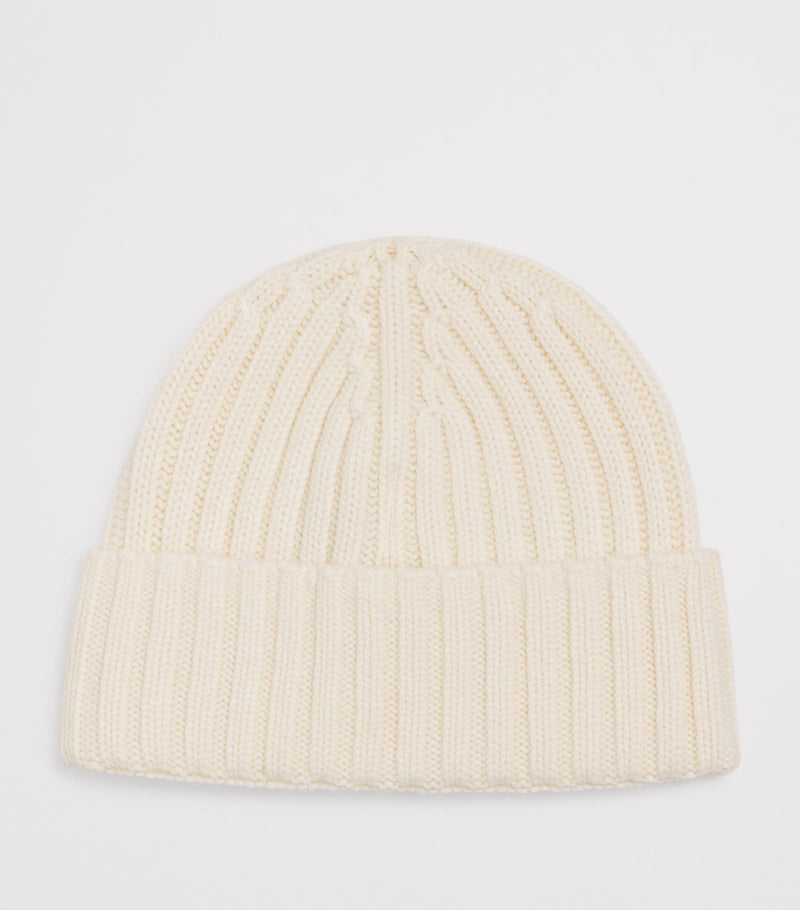 Mc2 Saint Barth Kids wool-blend ribbed logo beanie, imported from the UK
