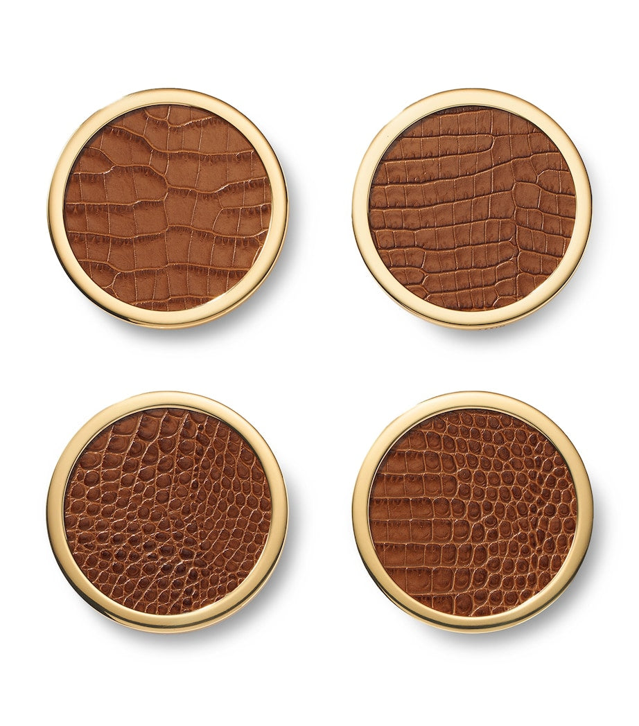 Aerin Set of 4 Leather Classic Coasters