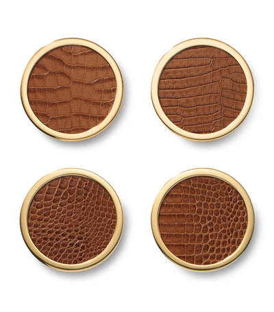 Aerin Set of 4 Leather Classic Coasters