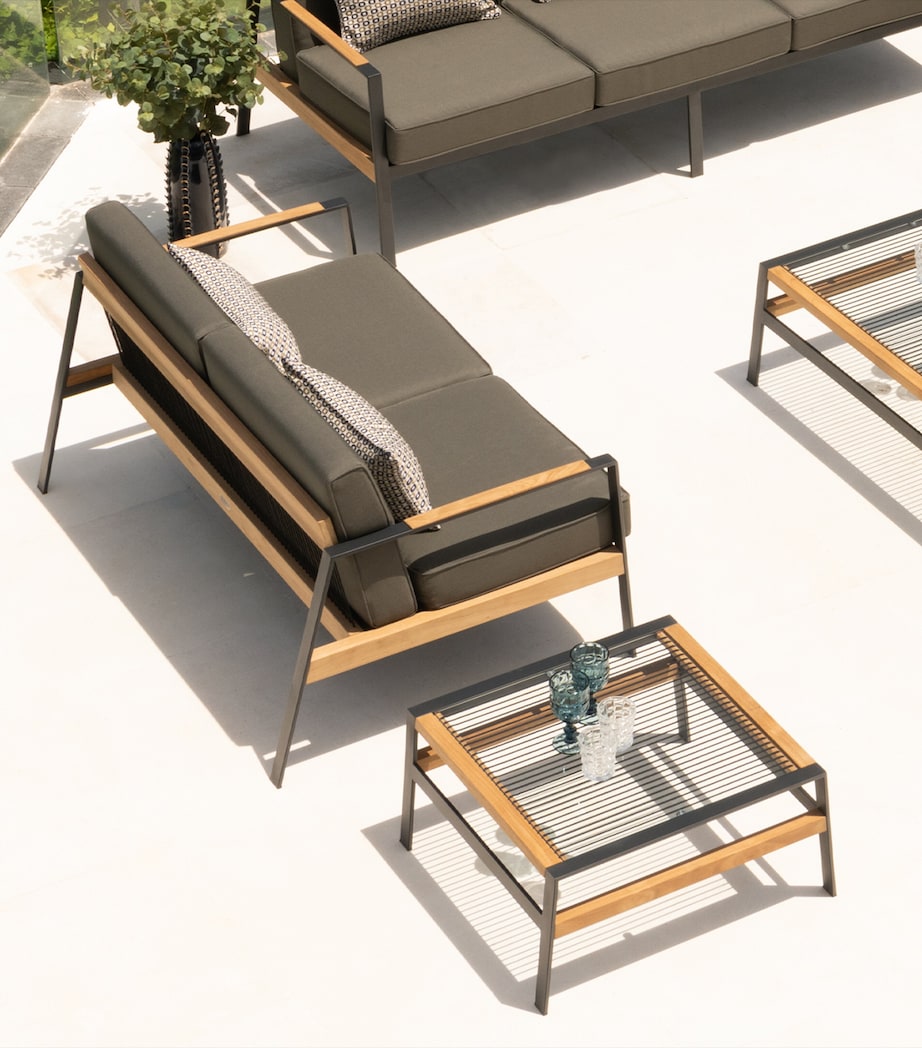 Indian Ocean outdoor two-seater sofa with teak inlays, approx. 138cm wide - British product
