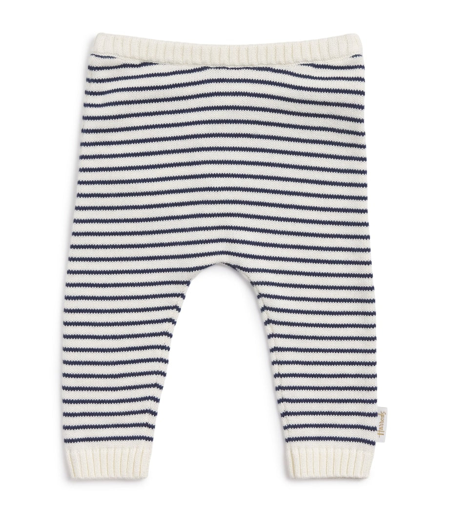 Harrods Cotton Knitted Stripe Bear Trousers (0-18 Months)