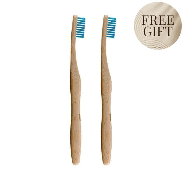 Dr Botanicals Bamboo Toothbrush Blue Twin Pack - British product
