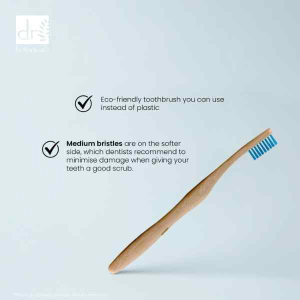 Dr Botanicals Bamboo Toothbrush Blue Twin Pack - British product