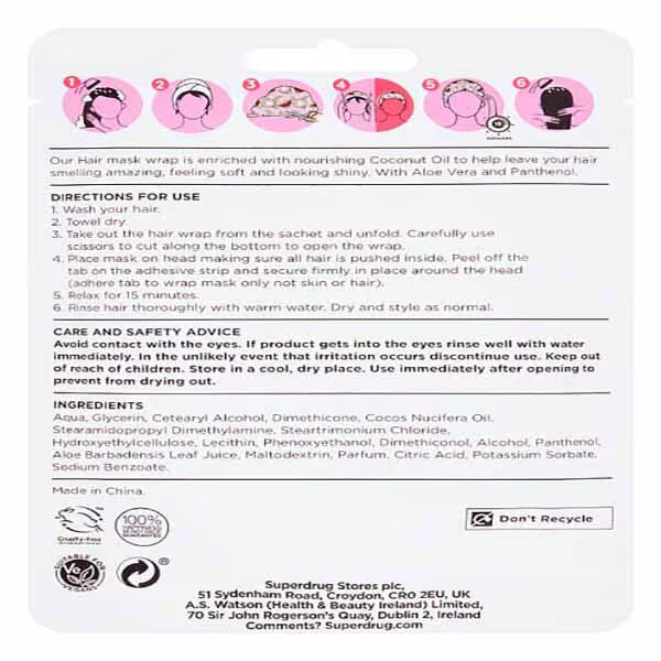 Superdrug Coconut Hair Mask Wrap item (British brand)