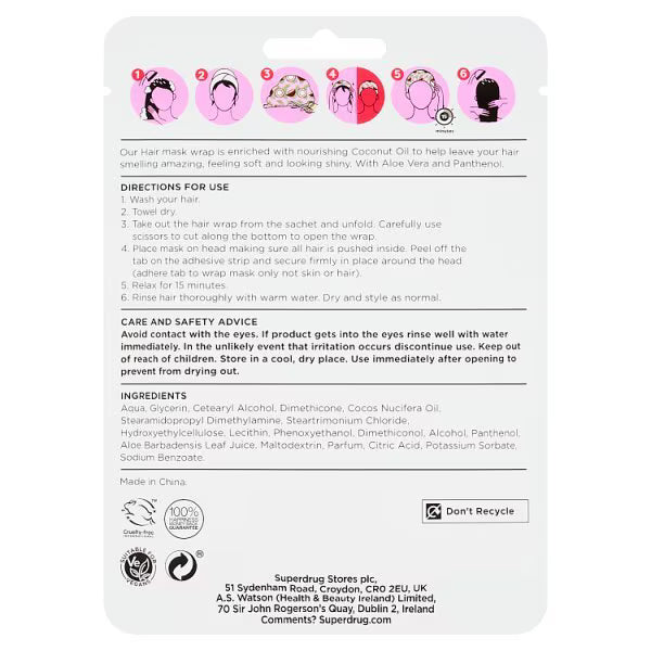 Superdrug Coconut Hair Mask Wrap item (British brand)