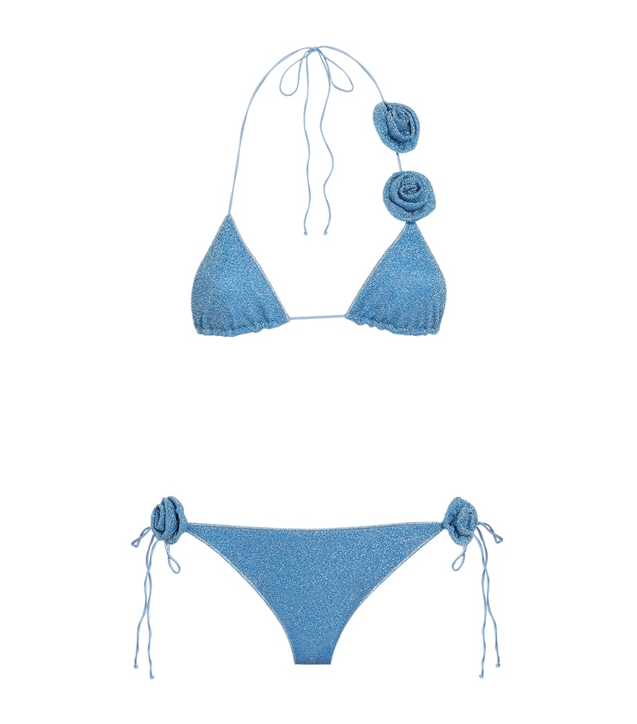 Shimmering Crystal-Effect Bikini with Tie-Back Triangle Top and High-Cut Briefs