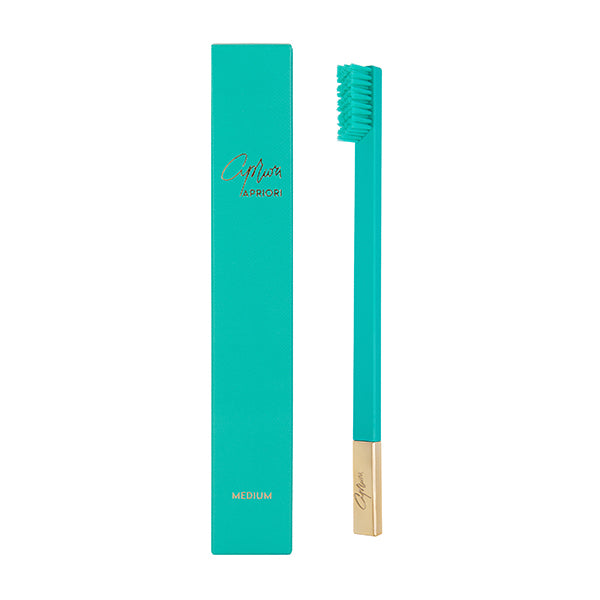 APRIORI Turquoise Blue Gold Medium Toothbrush - British product