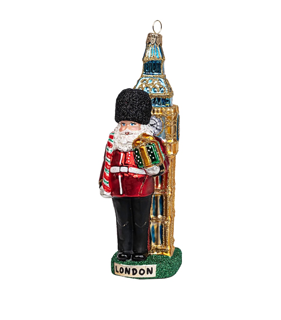 Glass-Blown Nutcracker Tree Decoration with Hanging Loop, 16.5cm Height