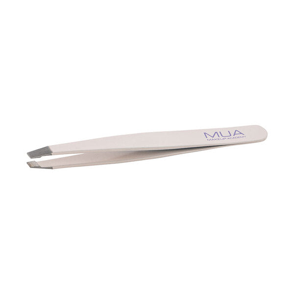 MUA slanted tip tweezers for eyebrow grooming, imported from the UK